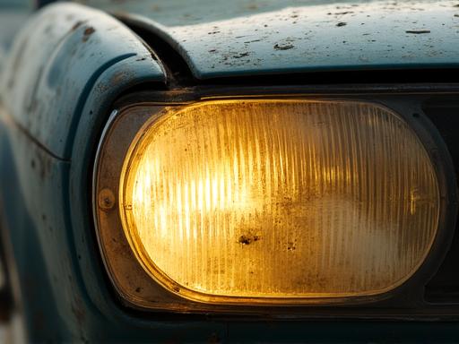 Foggy oxidized yellow headlight