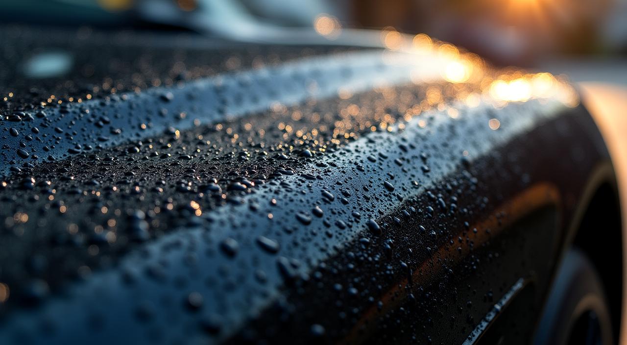 Close up of a luxury car with water beading on ceramic coating