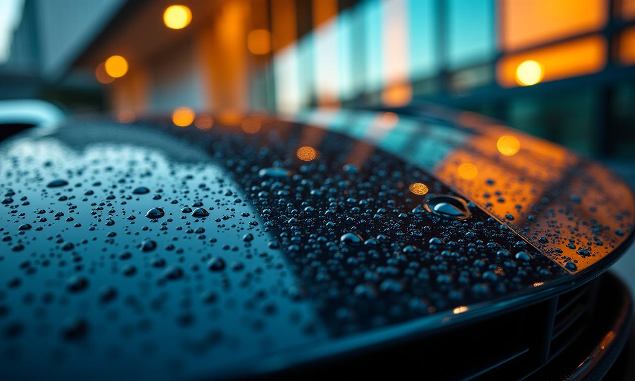 Close up of a luxury car with glossy ceramic coating